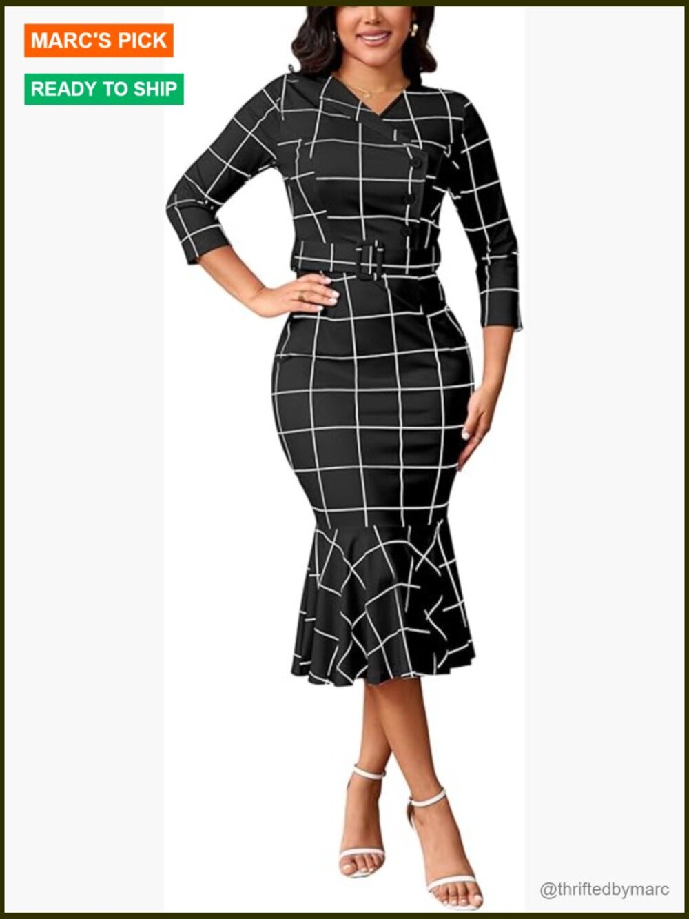 Women's Formal Long Sleeve Wrap Midi Pencil Dress Work Church